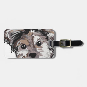 Yorkie Hundewelpen-Gesichts-Skizze Gepäckanhänger