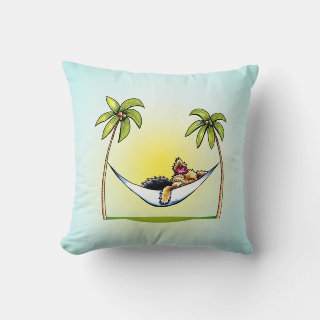 Yorkie Island Princess Off-Leash Art™ Kissen (Vorderseite)