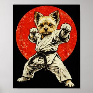 Yorkie Karate Hund Schwarzgurt Yorkshire Terrier Poster