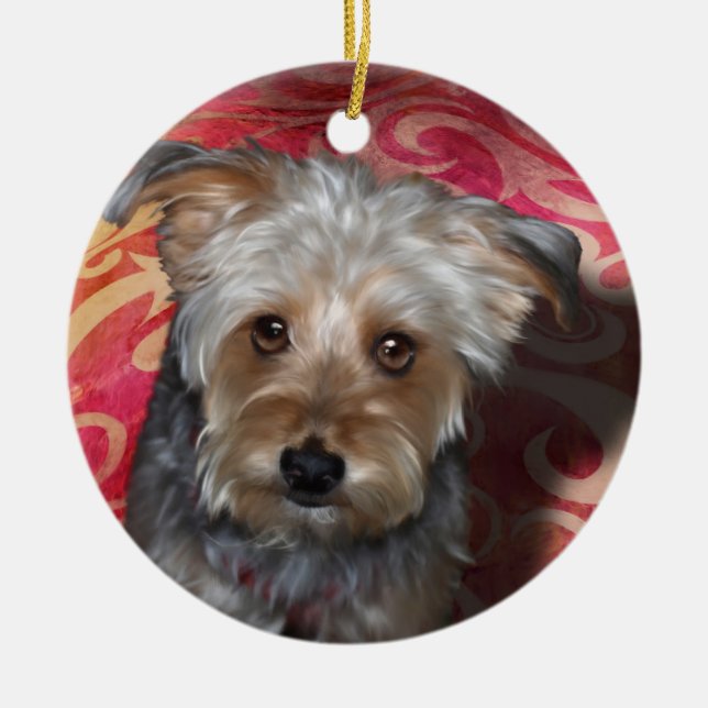 Yorkie Keramik Ornament (Vorne)