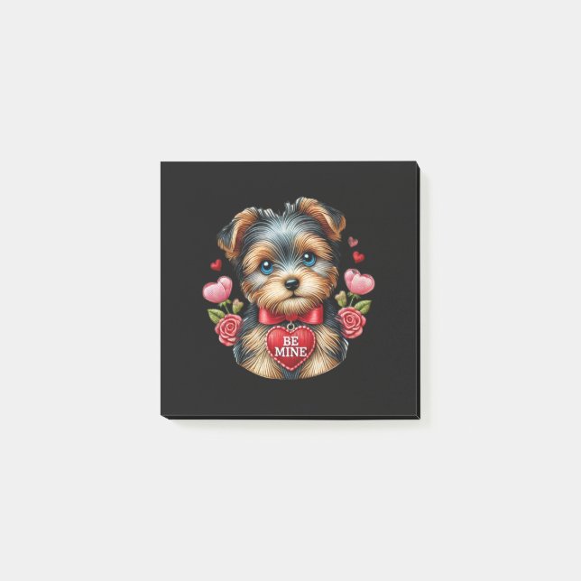 Yorkie Liebe Post-It Notes - Valentinenstationerie Klebezettel (Vorderseite)