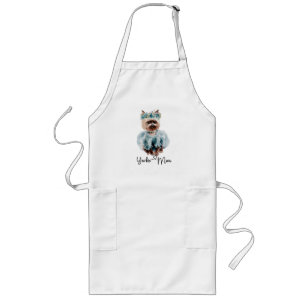 Yorkie Mama Niedlich Yorkie mit Blue Dress Lange Schürze