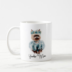 Yorkie-Mama Süßer Yorkie mit blauem Kleid Kunst Kaffeetasse