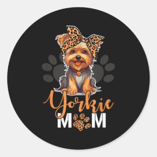 Yorkie-Mama Yorkshire-Leoparden-Hundefreunde Mutte Runder Aufkleber