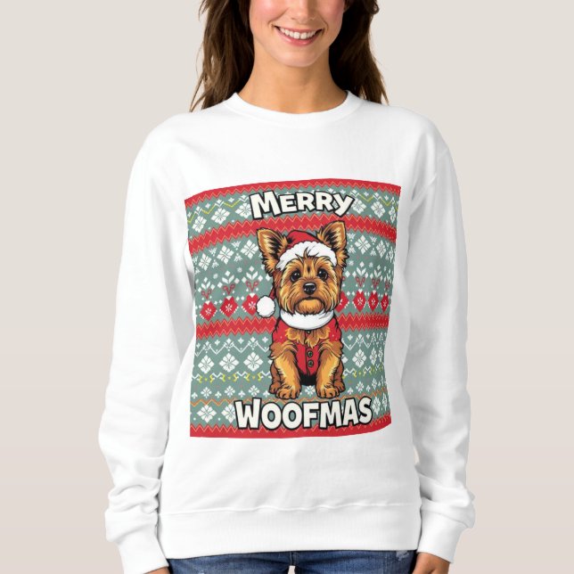 Yorkie Merry  Woofmas Sweatshirt (Vorderseite)