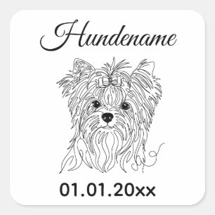 Yorkie Minimalist Line Art personalized dog brand Quadratischer Aufkleber
