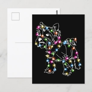 Yorkie mit Christmas Light Yorkie Owner Niedliche  Postkarte