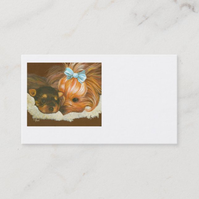 Yorkie mit Welpe Business Card Visitenkarte (Vorderseite)