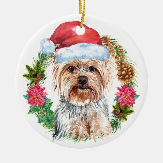Yorkie niedliche Wasserfarbe Kunst Keramik Ornament (Vorne)