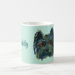 Yorkie niedliche Welpen-Malerei im Blau und im Kaffeetasse