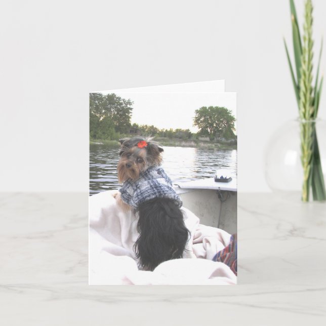 Yorkie Notecard gegangene Fischerei Karte (Vorderseite)