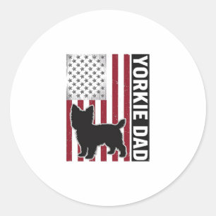 Yorkie Papa Patriotisches Vintage-Gravur-Hunde-Shi Runder Aufkleber