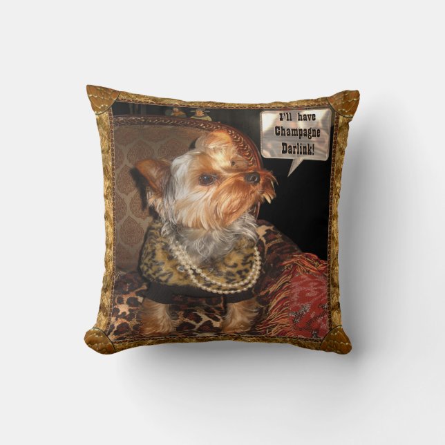 Yorkie Party-Nacht Kissen (Vorderseite)