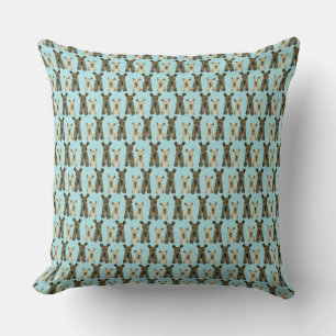 Yorkie Pattern Aquamarin Kissen