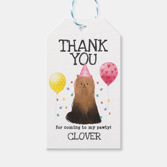 Yorkie Pawty Dog Birthday Vielen Dank für Ihr Gefa Geschenkanhänger (Vorderseite)