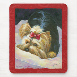 Yorkie Peekaboo Art Rot Mousepad
