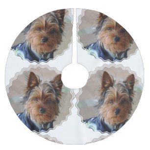 Yorkie Polyester Weihnachtsbaumdecke