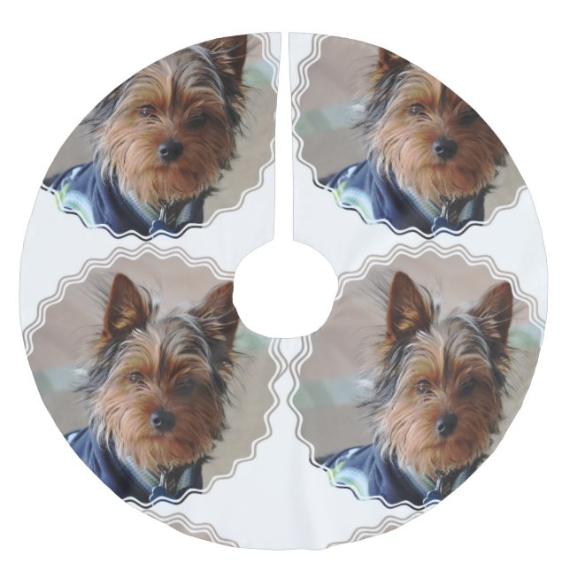 Yorkie Polyester Weihnachtsbaumdecke (Vorderseite)