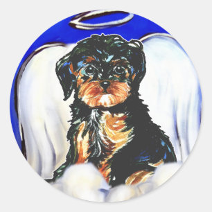 Yorkie Poo Engel Runder Aufkleber