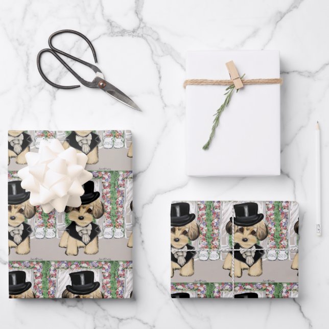 YORKIE POO GESCHENKPAPIER SET (Vorderseite)