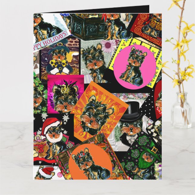 YORKIE POO KARTE (Gelbe Blume)