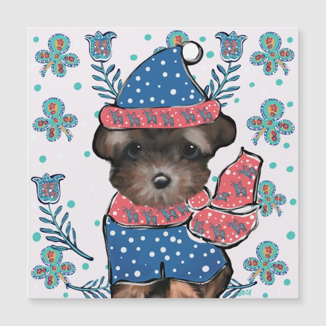 Yorkie Poo Magnetkarte (Vorderseite)