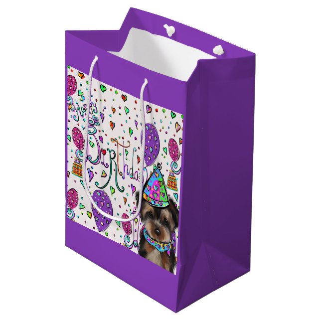 Yorkie Poo Mittlere Geschenktüte (Vorderseite Schrägansicht)