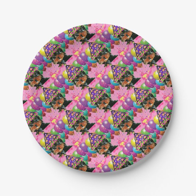 Yorkie Poo Party Pappteller (Vorderseite)