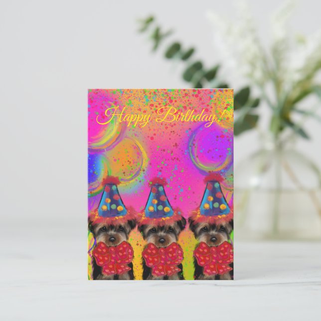 Yorkie Poo Postkarte (Stehend Vorderseite)