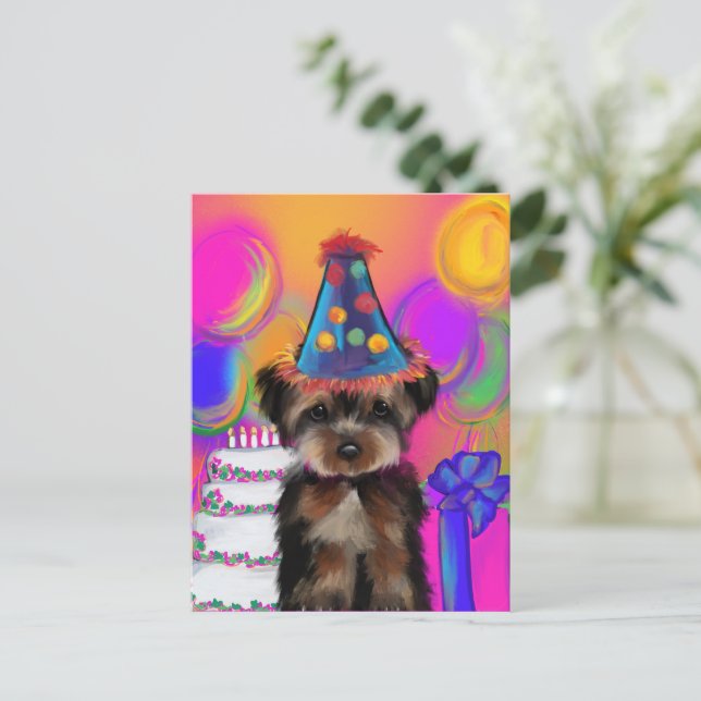 YORKIE POO POSTKARTE (Stehend Vorderseite)