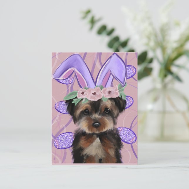 Yorkie Poo Postkarte (Stehend Vorderseite)