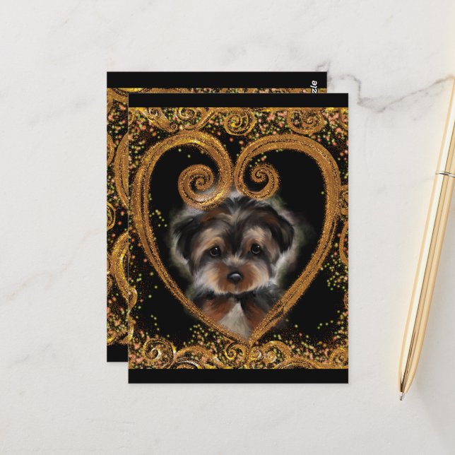 Yorkie Poo Postkarte (Vorderseite/Rückseite Beispiel)