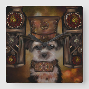 Yorkie Poo Quadratische Wanduhr