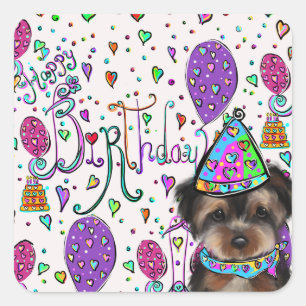Yorkie Poo Quadratischer Aufkleber