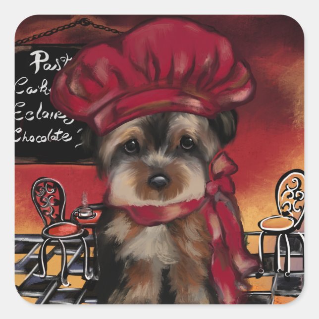 YORKIE POO QUADRATISCHER AUFKLEBER (Vorderseite)