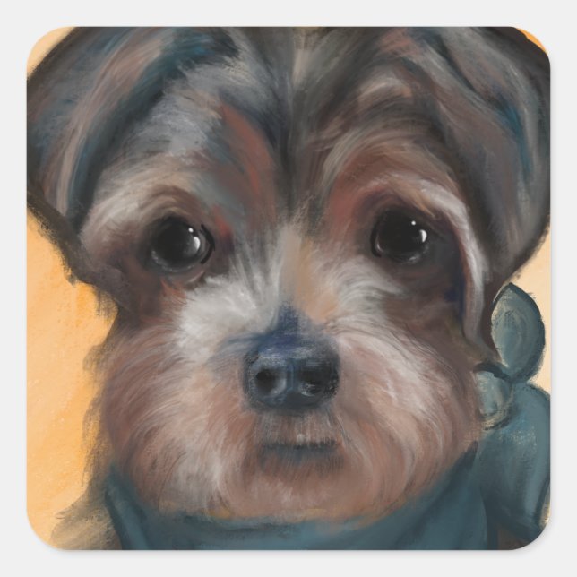 YORKIE POO QUADRATISCHER AUFKLEBER (Vorderseite)