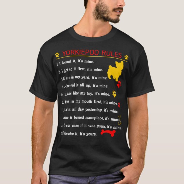 Yorkie Poo regiert Funny Pet Liebhaber Geschenk T-Shirt (Vorderseite)