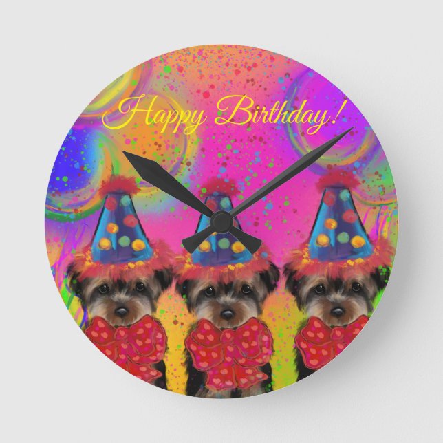 Yorkie Poo Runde Wanduhr (Vorderseite)