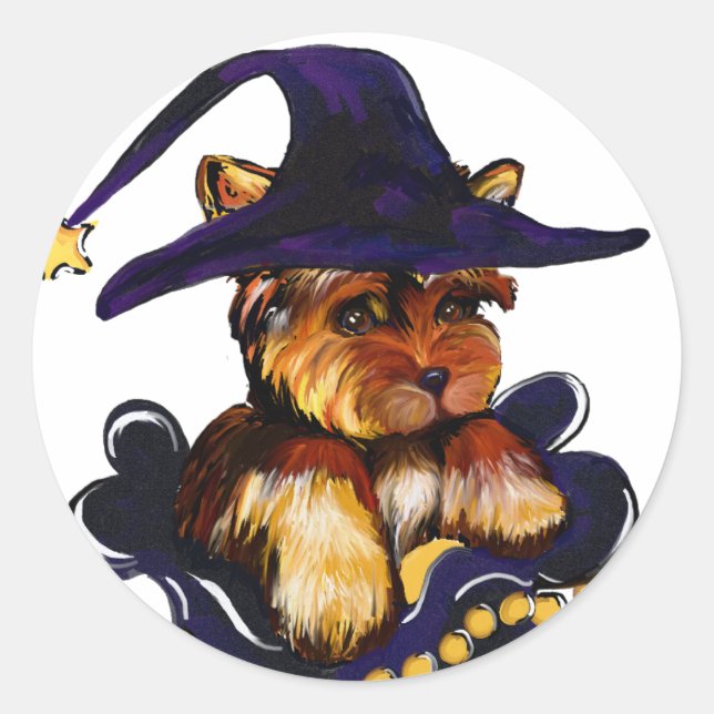 YORKIE POO RUNDER AUFKLEBER (Vorderseite)