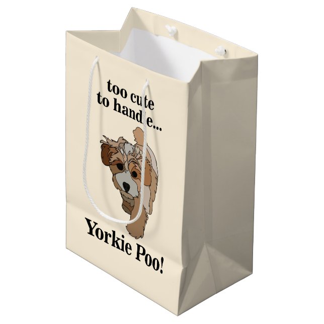 Yorkie Poo Yorkipoo Cute Dog Mittlere Geschenktüte (Vorderseite Schrägansicht)