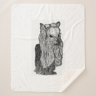 Yorkie-Porträt Monochrome Wurfdecke Sherpadecke