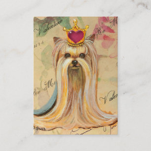 Yorkie Princess in Crown Redd Heart Visitenkarte