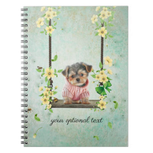 Yorkie Puppy on Swing Spiral Foto Notebook Notizblock