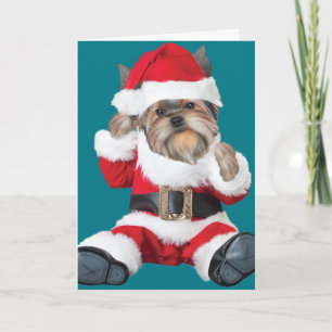 Yorkie Puppy Santa Feiertagskarte