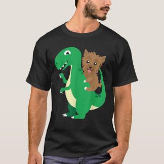Yorkie Reitet T Rex Cool Dinosaur Dino Hund Hallow T-Shirt
