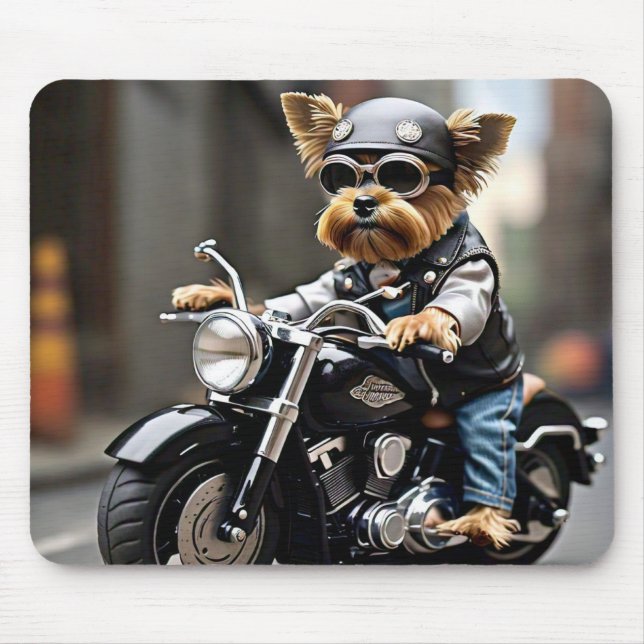 Yorkie Riding Motorrad Mouse Pad Mousepad (Vorne)