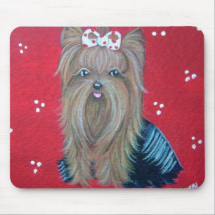 Yorkie rote Mausunterlage Mousepad