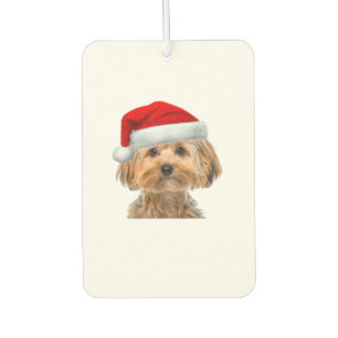 Yorkie Shirt Niedlicher Hund Weihnachtsmannmütze B Autolufterfrischer