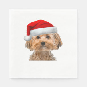 Yorkie Shirt Niedlicher Hund Weihnachtsmannmütze B Serviette