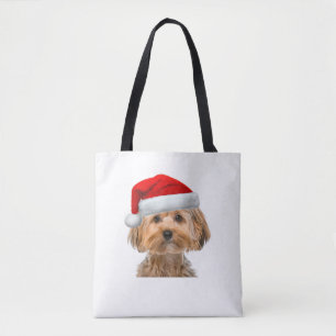 Yorkie Shirt Niedlicher Hund Weihnachtsmannmütze B Tasche